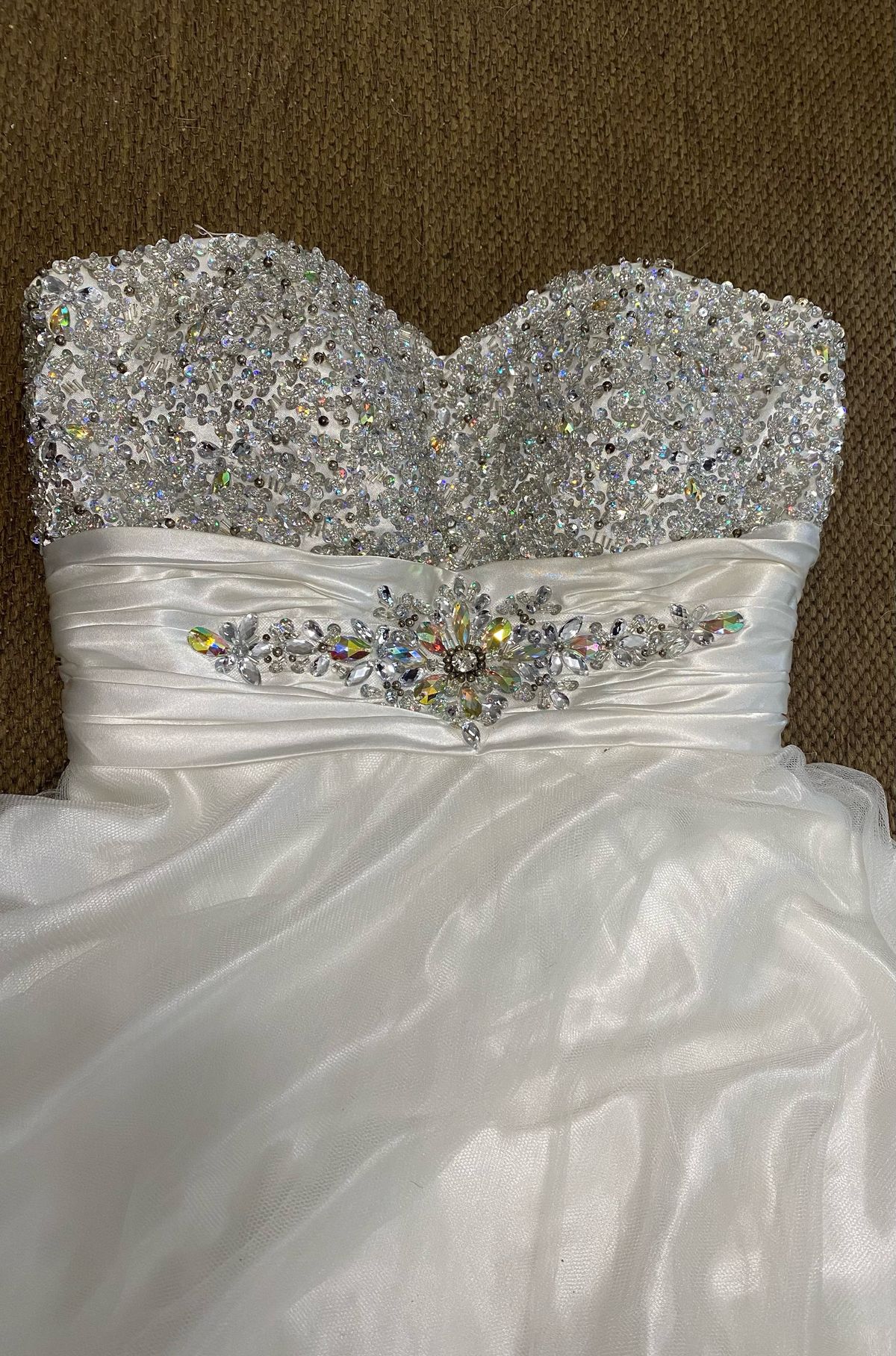 Size 2 Prom Strapless Sequined White Ball Gown on Queenly