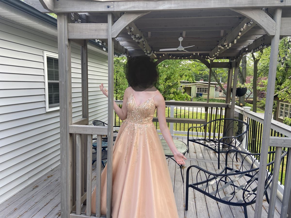 Size 4 Satin Rose Gold Ball Gown on Queenly
