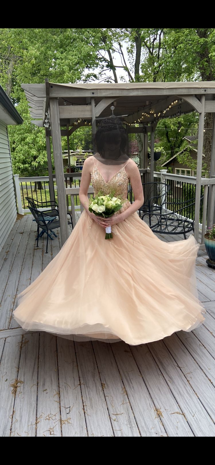 Size 4 Satin Rose Gold Ball Gown on Queenly
