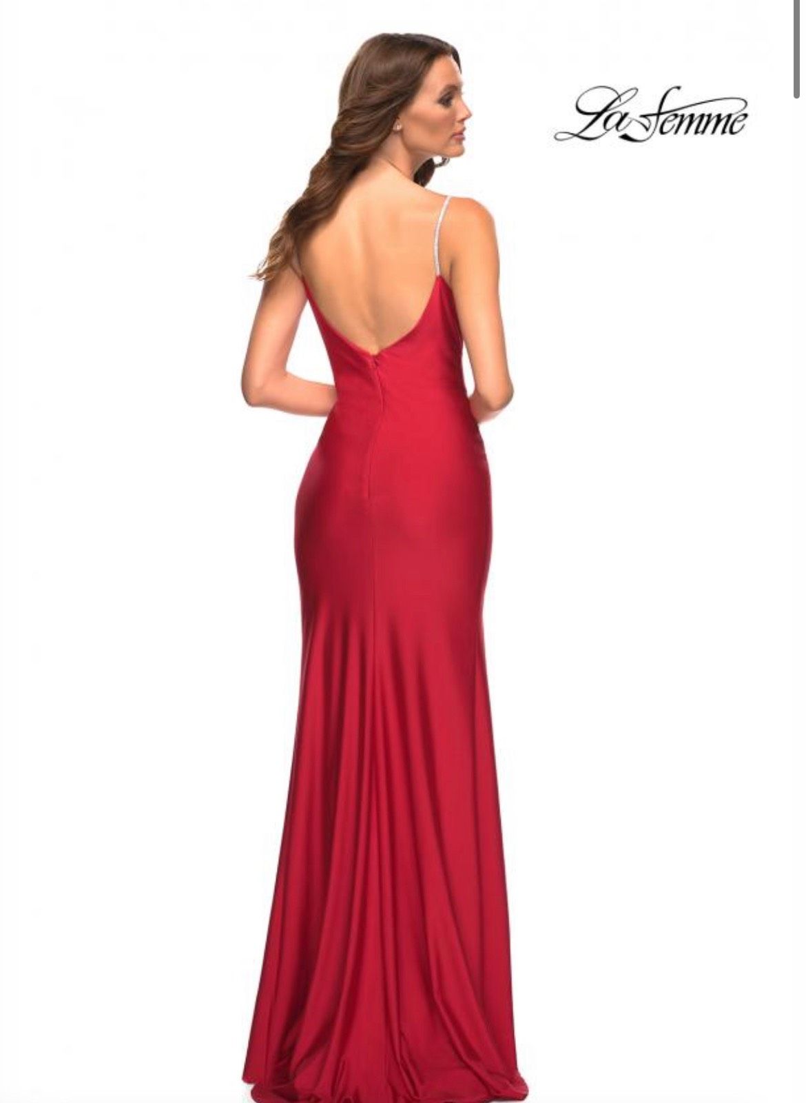 La Femme Size 8 Prom Red Side Slit Dress on Queenly