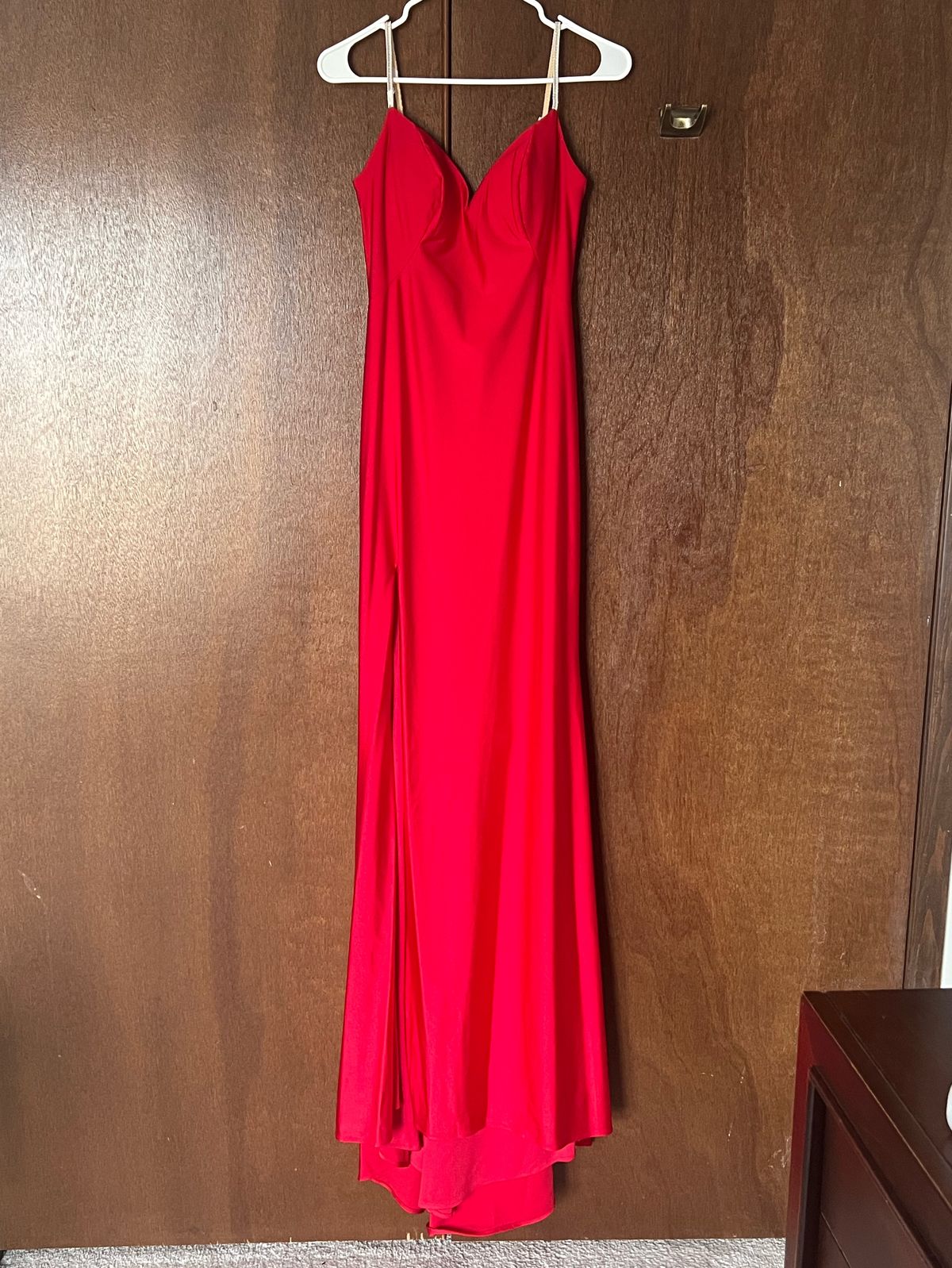 La Femme Size 8 Prom Red Side Slit Dress on Queenly