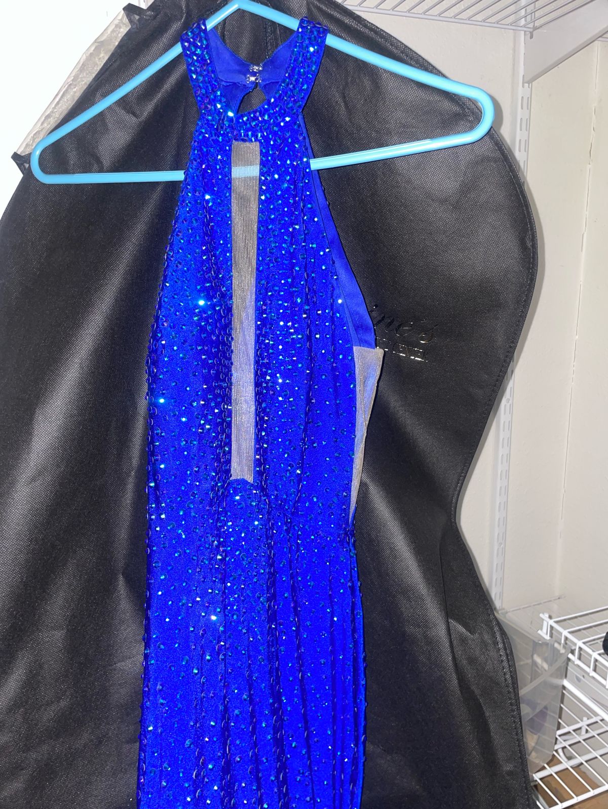 Size 00 Prom Sequined Blue Floor Length Maxi on Queenly