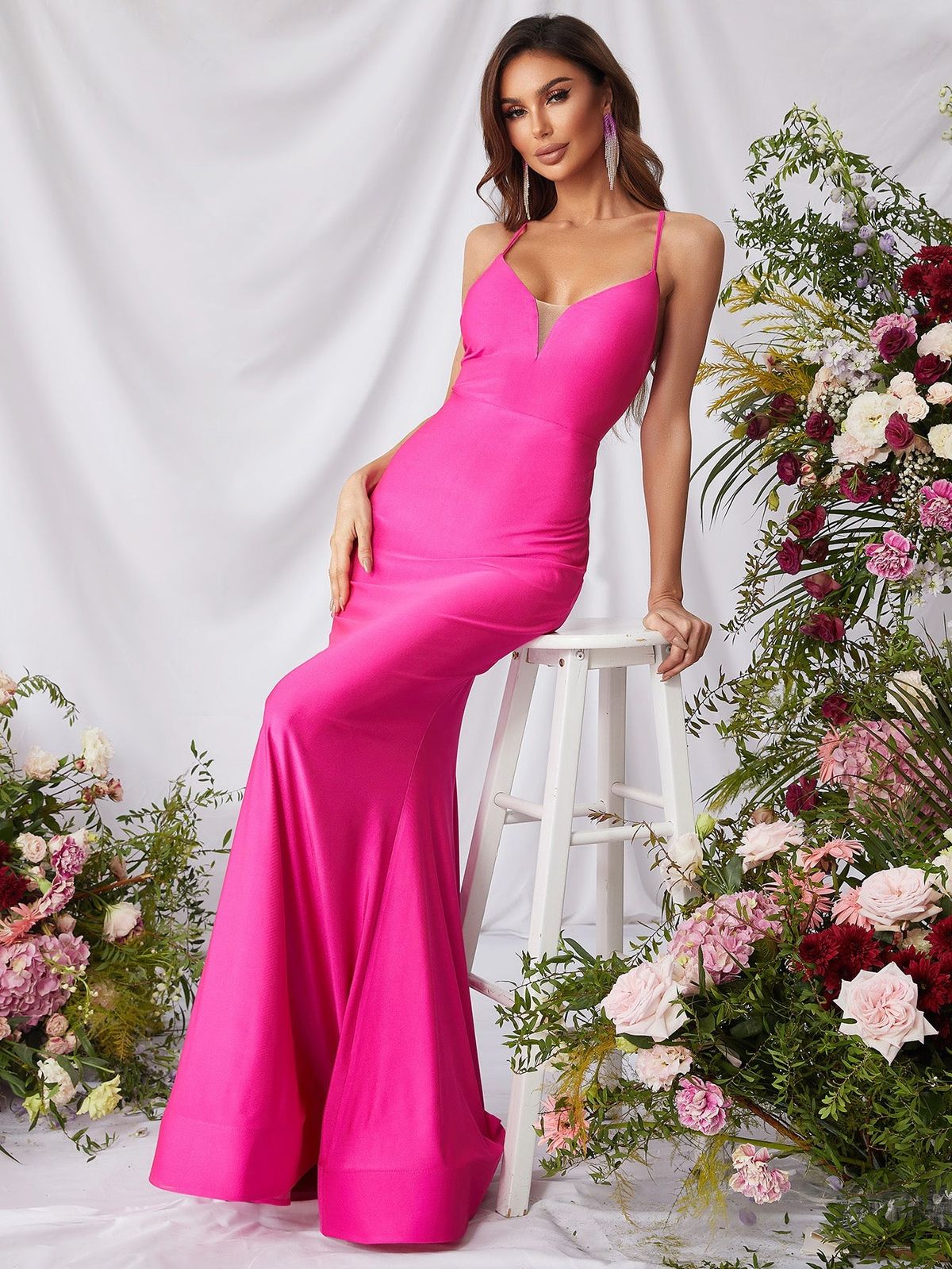Style FSWD0759 Faeriesty Size L Prom Satin Hot Pink Mermaid Dress on Queenly