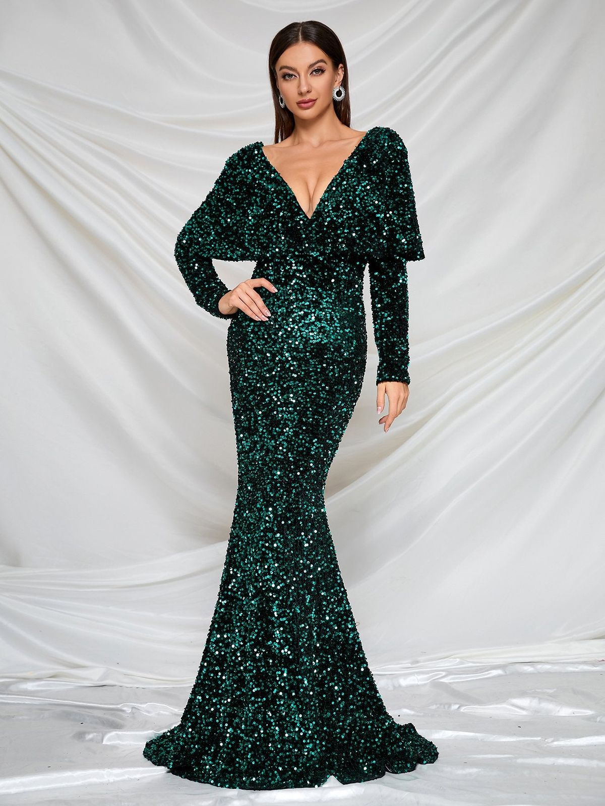 Green Plus Size Sequin Dress