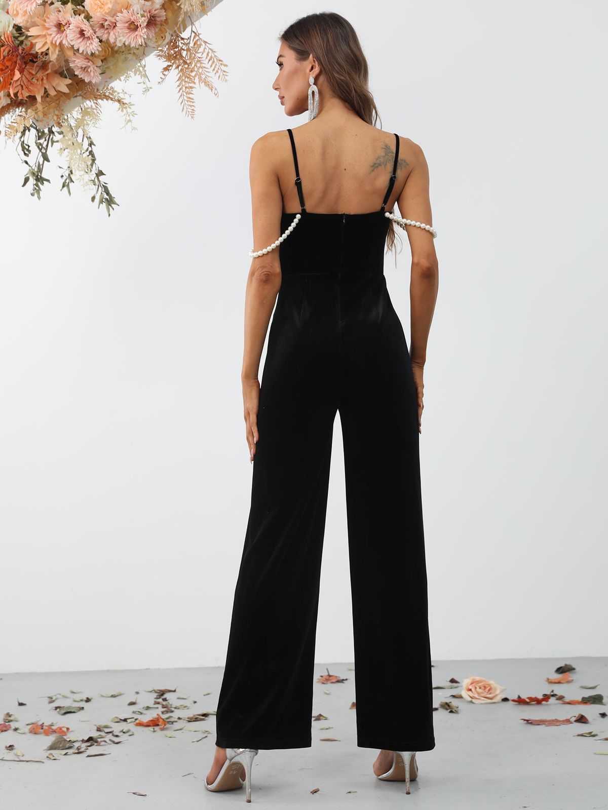 Style FSWB7008 Faeriesty Size M Prom Velvet Black Formal Jumpsuit on Queenly