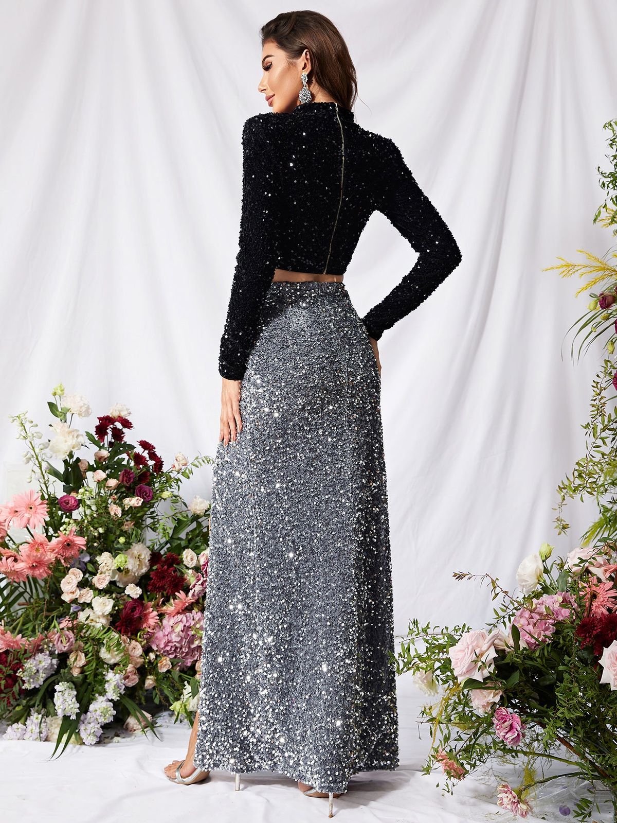 Style FSWU0360 Faeriesty Size XS Prom Long Sleeve Sequined Multicolor Floor Length Maxi on Queenly