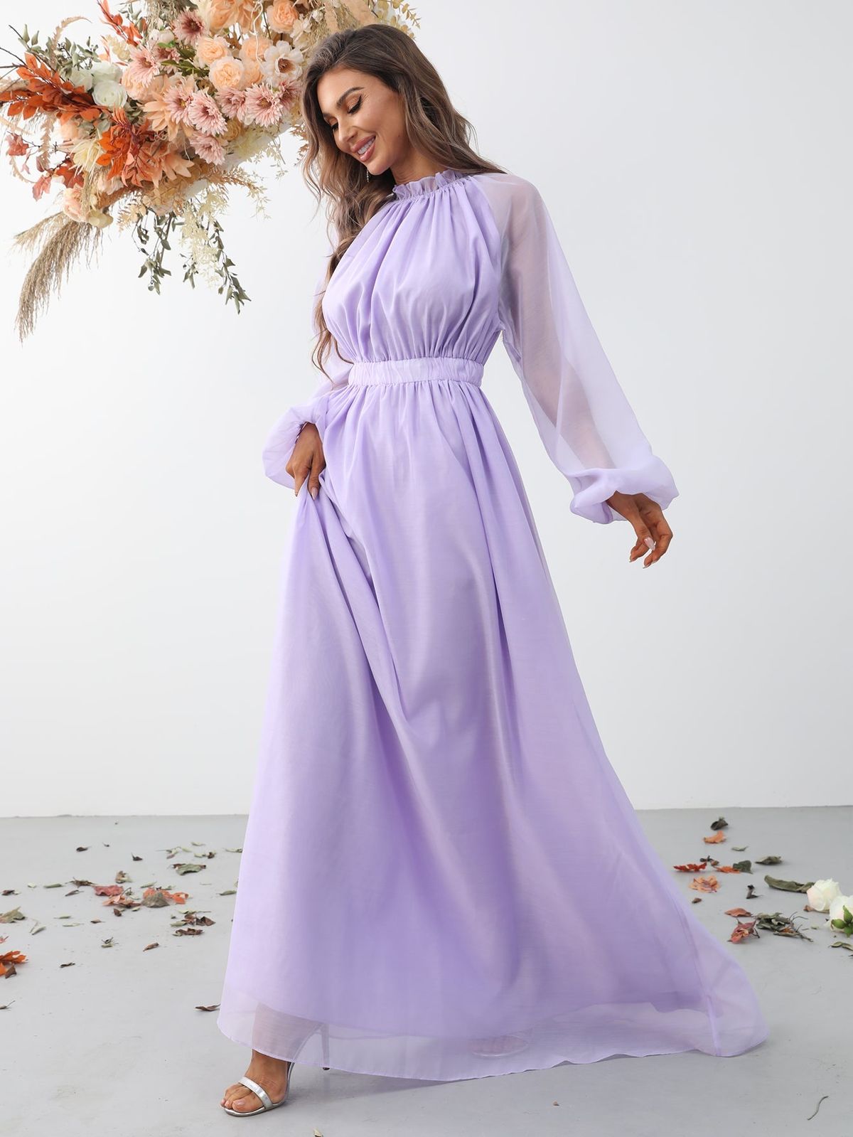 Style FSWD0959 Faeriesty Size XL Long Sleeve Purple A-line Dress on Queenly