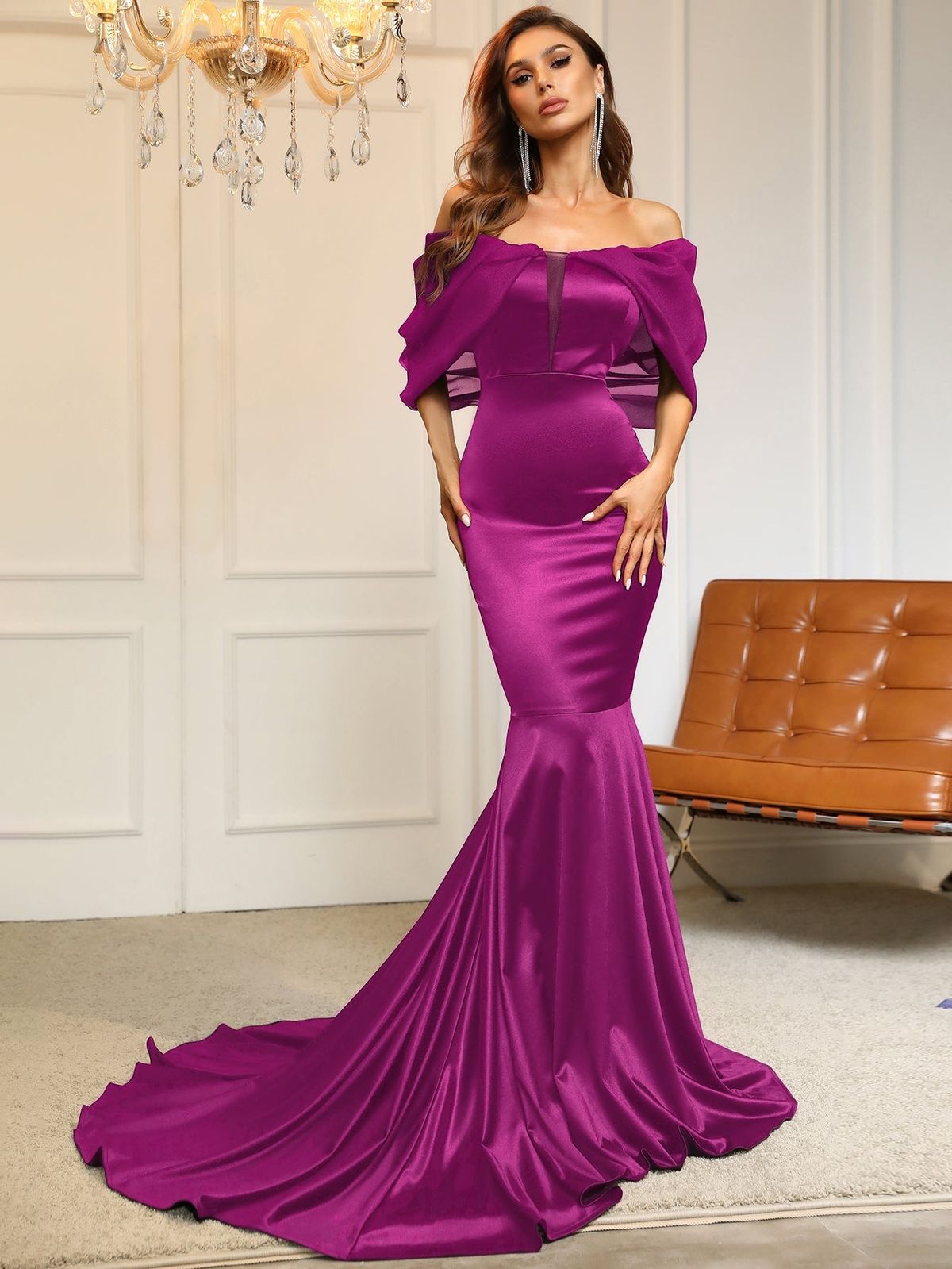 Style FSWD8019 Faeriesty Size XS Homecoming Off The Shoulder Satin Hot Pink Floor Length Maxi on Queenly