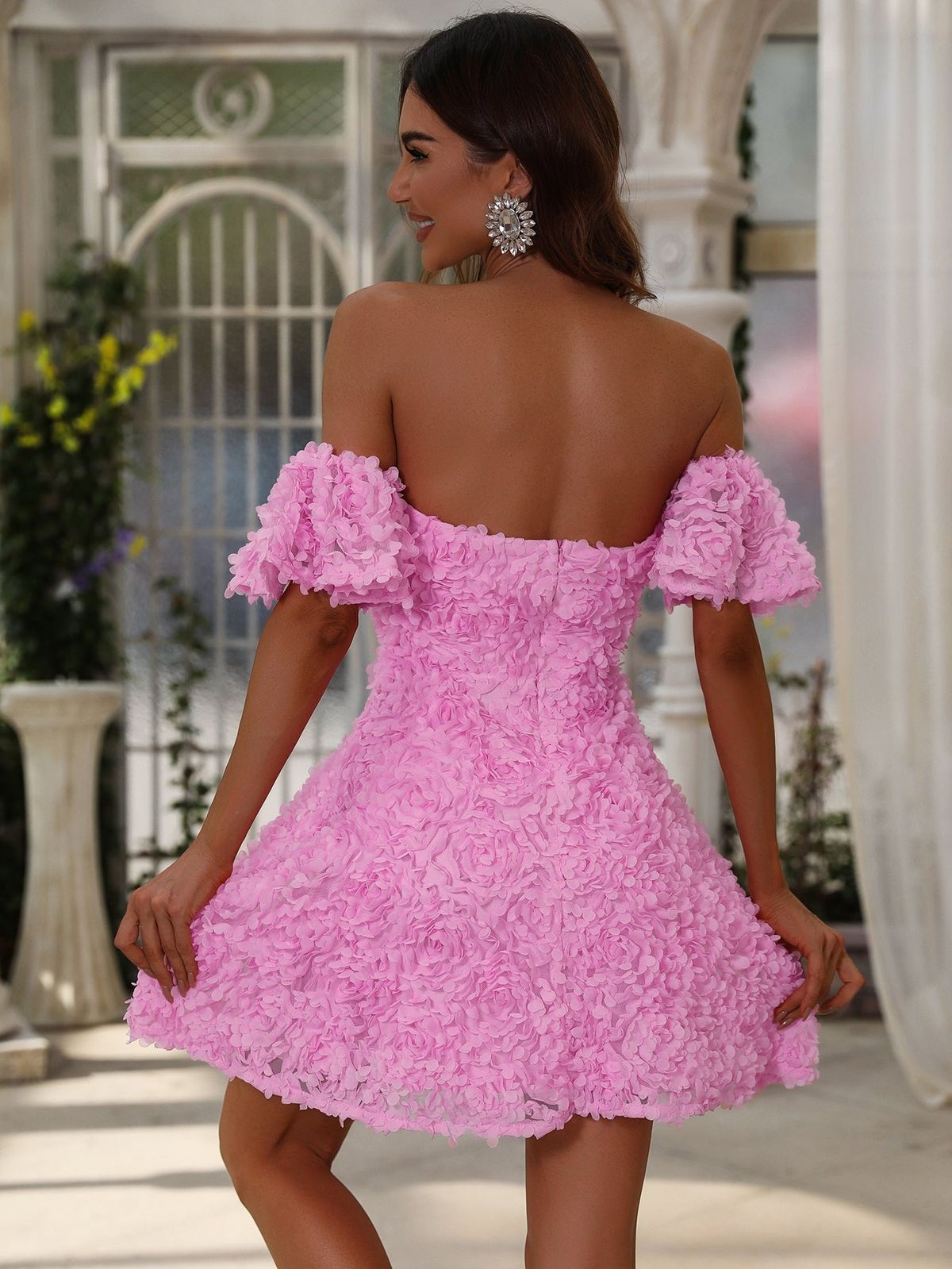 Style FSWD8050 Faeriesty Size XL Homecoming Off The Shoulder Sheer Pink Cocktail Dress on Queenly