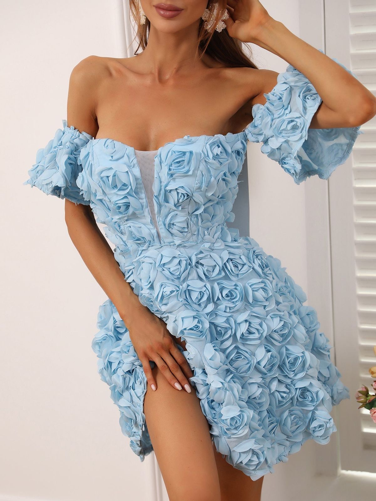 Style FSWD0179MN Faeriesty Size XS Off The Shoulder Blue Cocktail Dress on Queenly