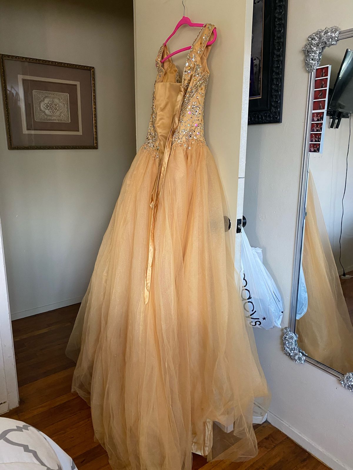 Size 8 Gold Ball Gown on Queenly
