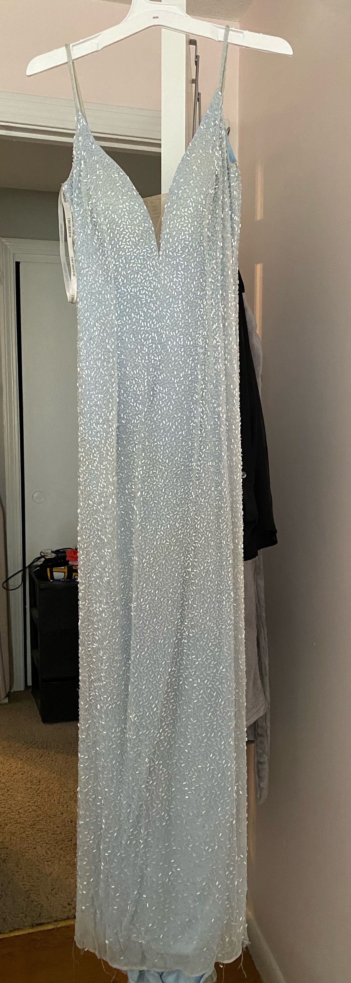 Sherri Hill Size 00 Prom Sequined Light Blue Floor Length Maxi on Queenly
