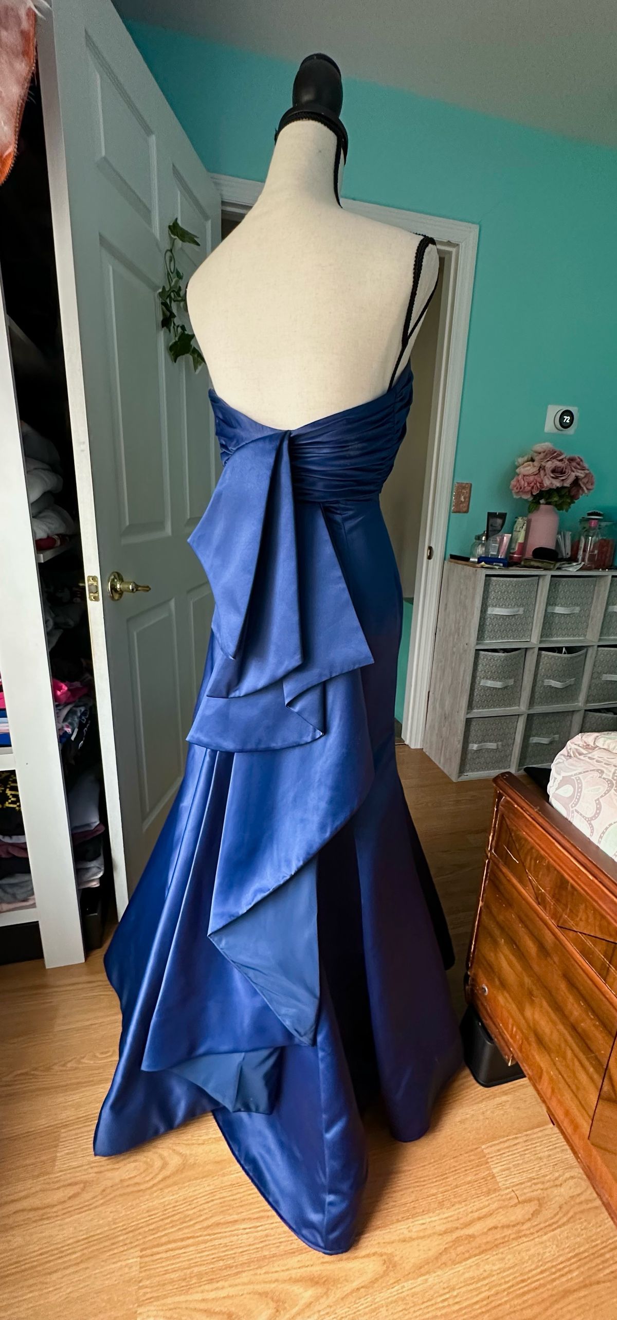 Rachel Allan Size 4 Prom Strapless Satin Royal Blue Mermaid Dress on Queenly