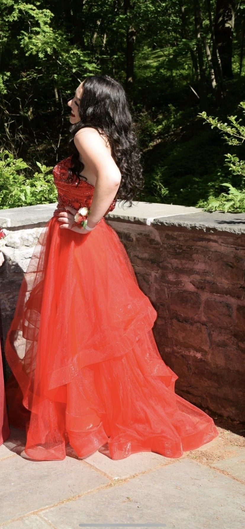 Jovani Size 12 Prom Sequined Red Ball Gown on Queenly