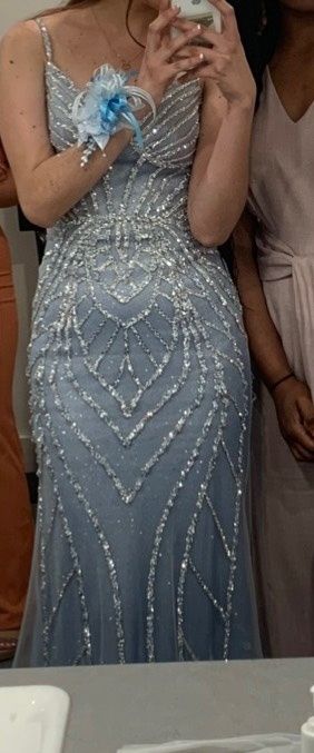 Cinderella Divine Size 2 Prom Sequined Light Blue Floor Length Maxi on Queenly