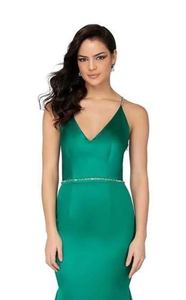 Style  1911P8171 Terani Couture Size 6 Sheer Green Mermaid Dress on Queenly