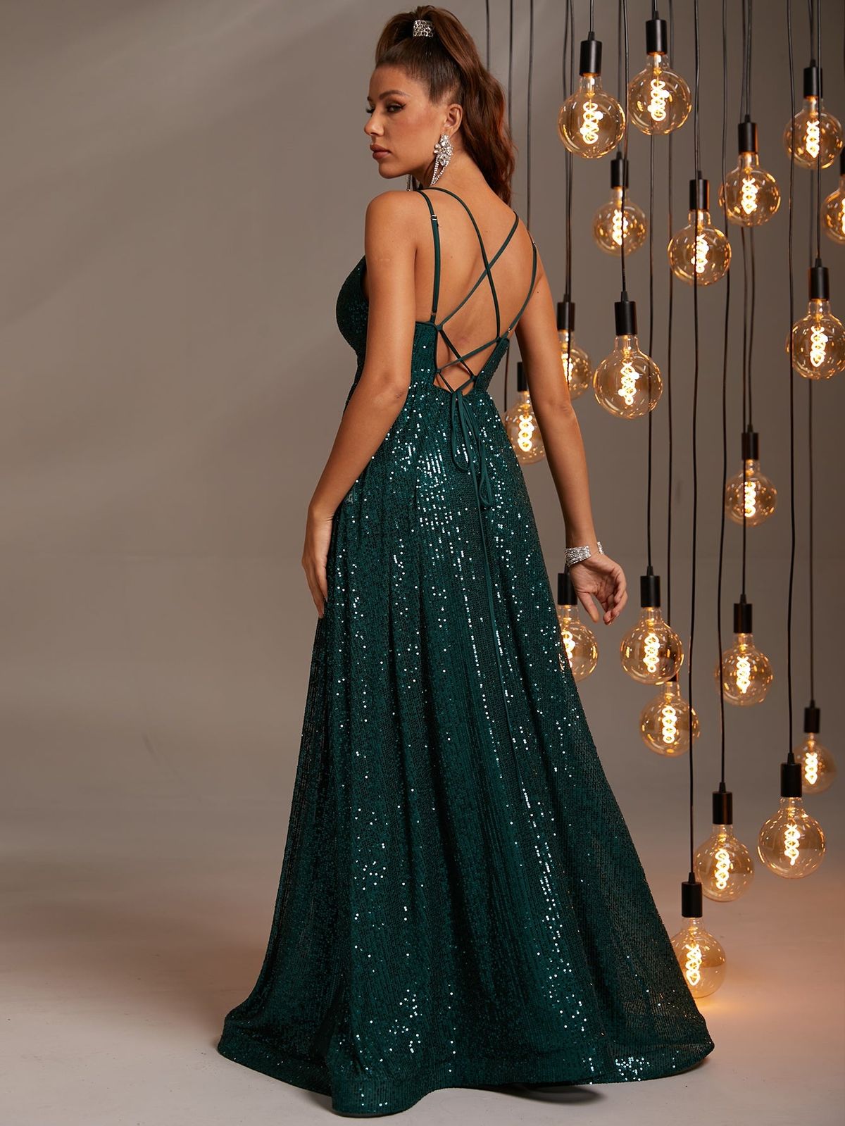 Style FSWD0534 Faeriesty Size L Prom Sequined Green Floor Length Maxi on Queenly