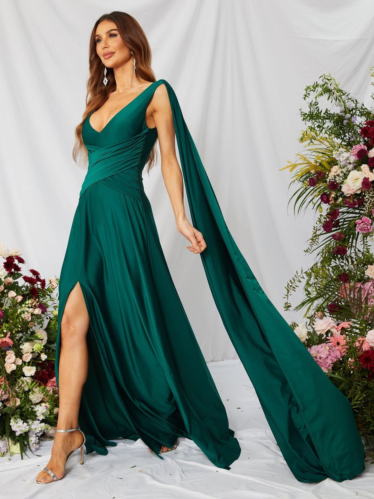 Style FSWD0772 Faeriesty Size XS Satin Green Side Slit Dress on Queenly