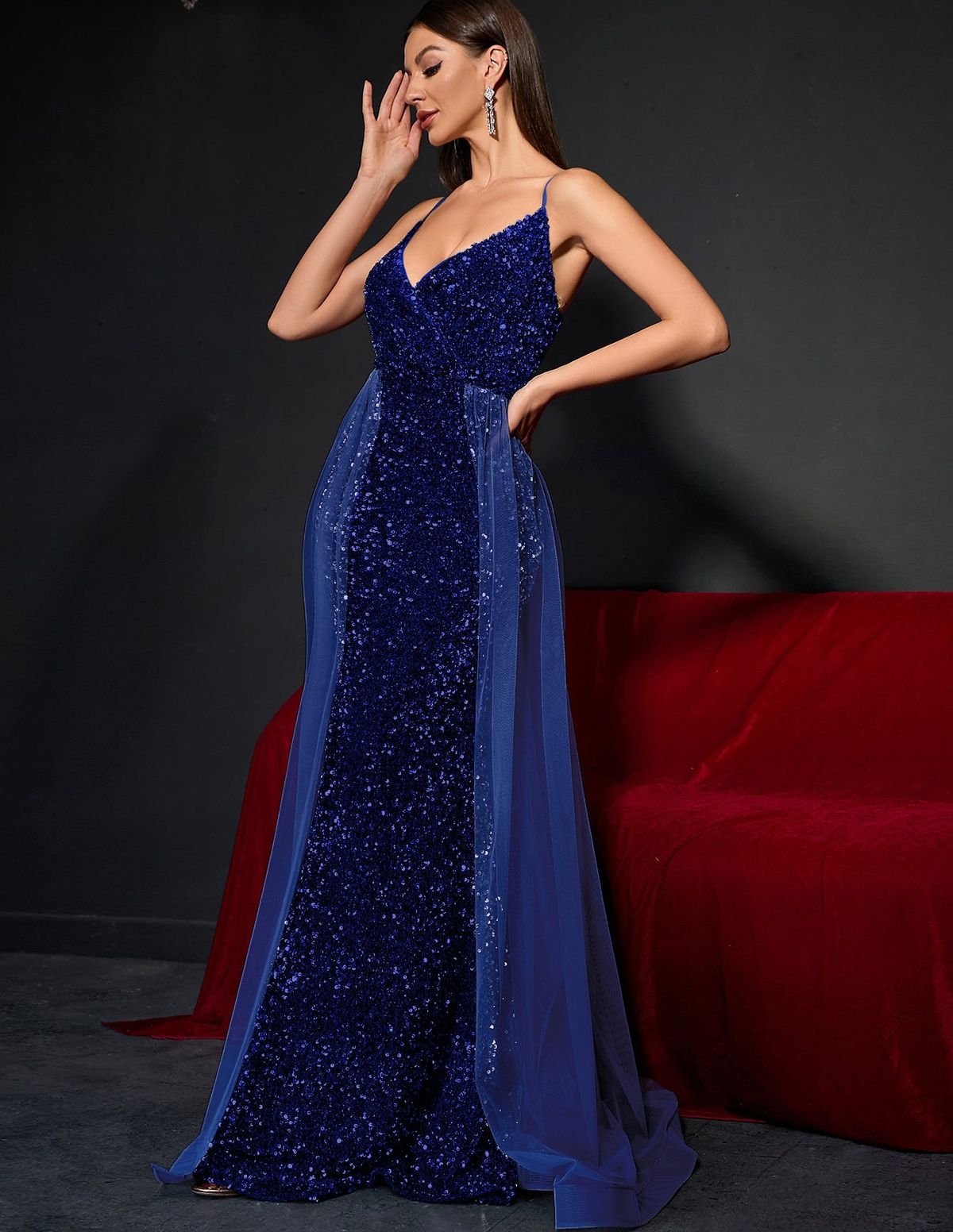 Style FSWD0399 Faeriesty Size S Prom Sequined Royal Blue Floor Length Maxi on Queenly