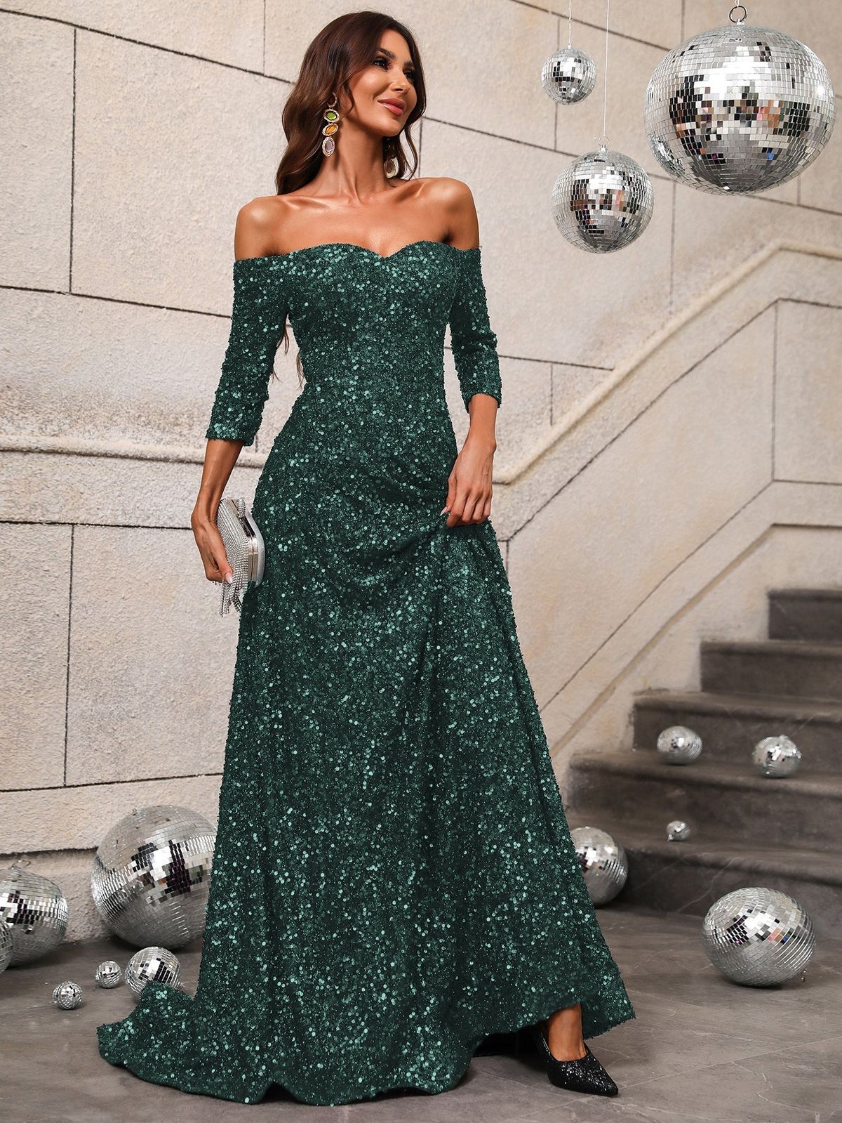Style FSWD0427 Faeriesty Size XL Prom Sequined Green A-line Dress on Queenly