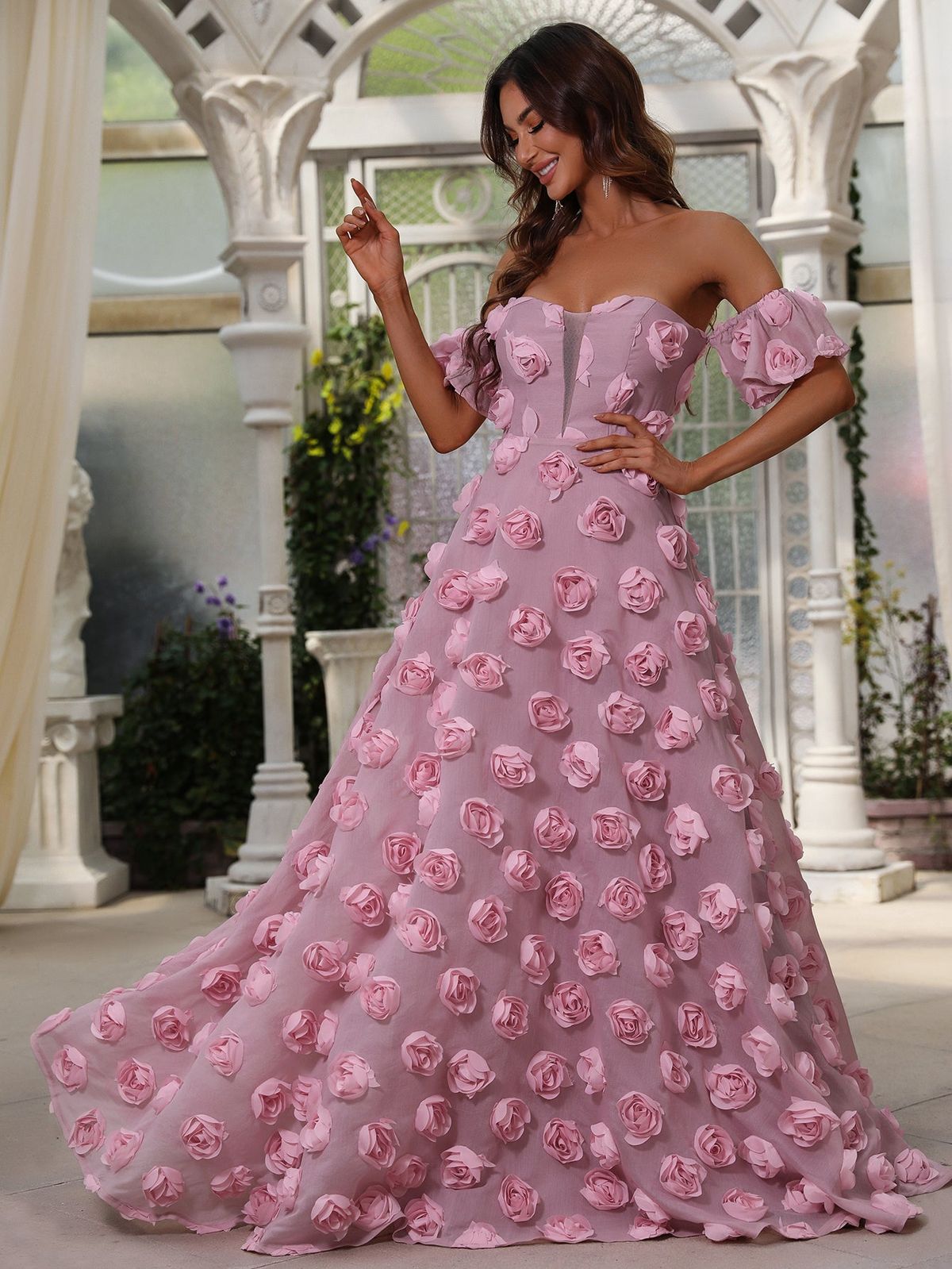 Style FSWD0554 Faeriesty Size XS Prom Off The Shoulder Sheer Pink Floor Length Maxi on Queenly