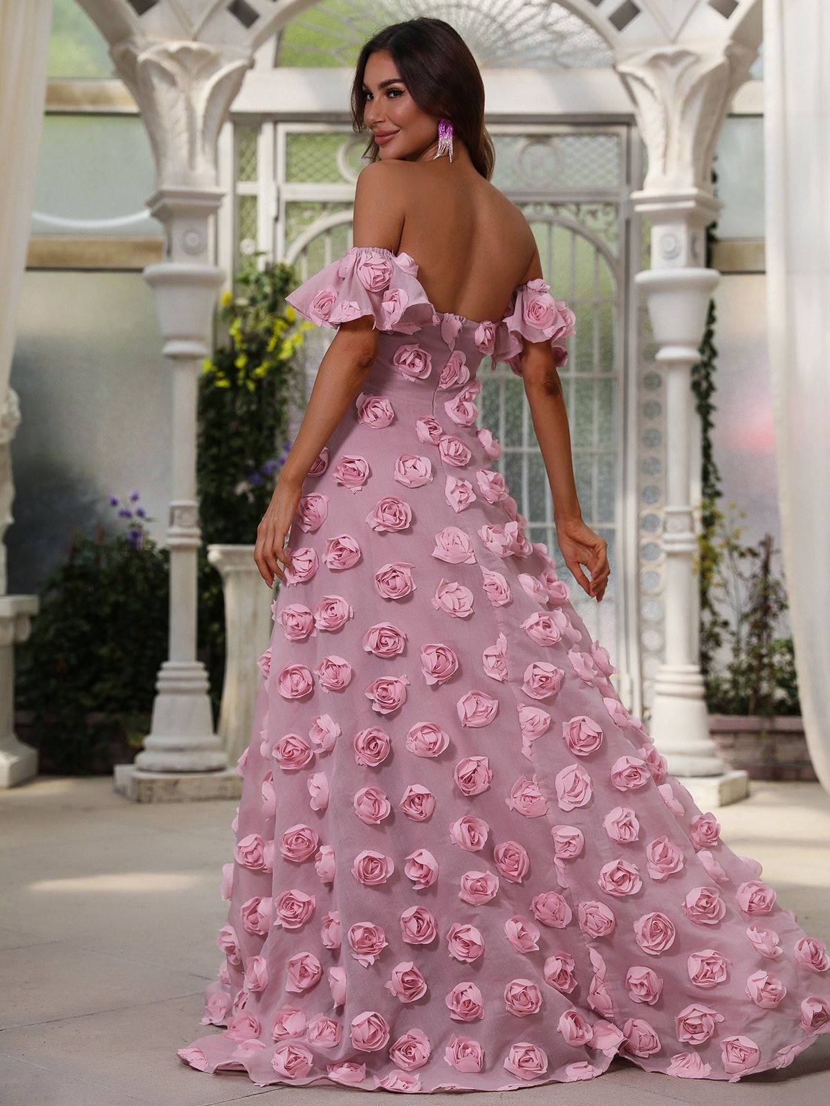 Style FSWD0554 Faeriesty Size XS Prom Off The Shoulder Sheer Pink Floor Length Maxi on Queenly