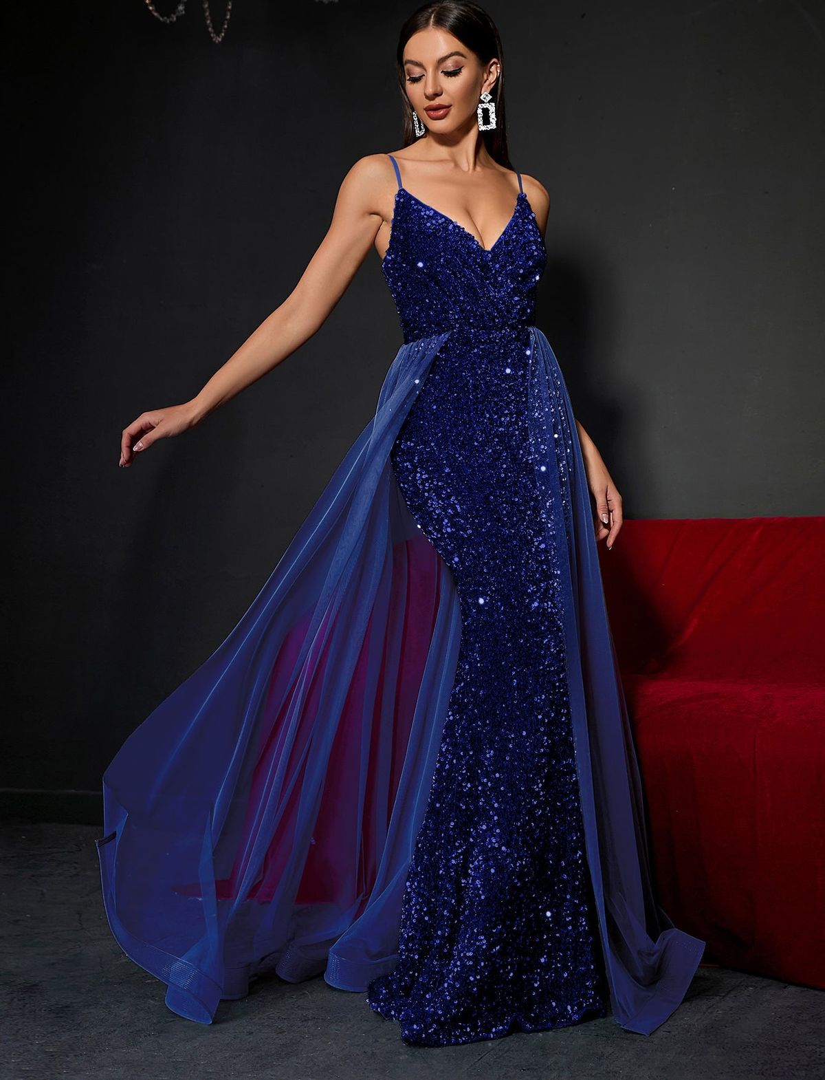 Style FSWD0399 Faeriesty Size XL Prom Sequined Royal Blue Floor Length Maxi on Queenly