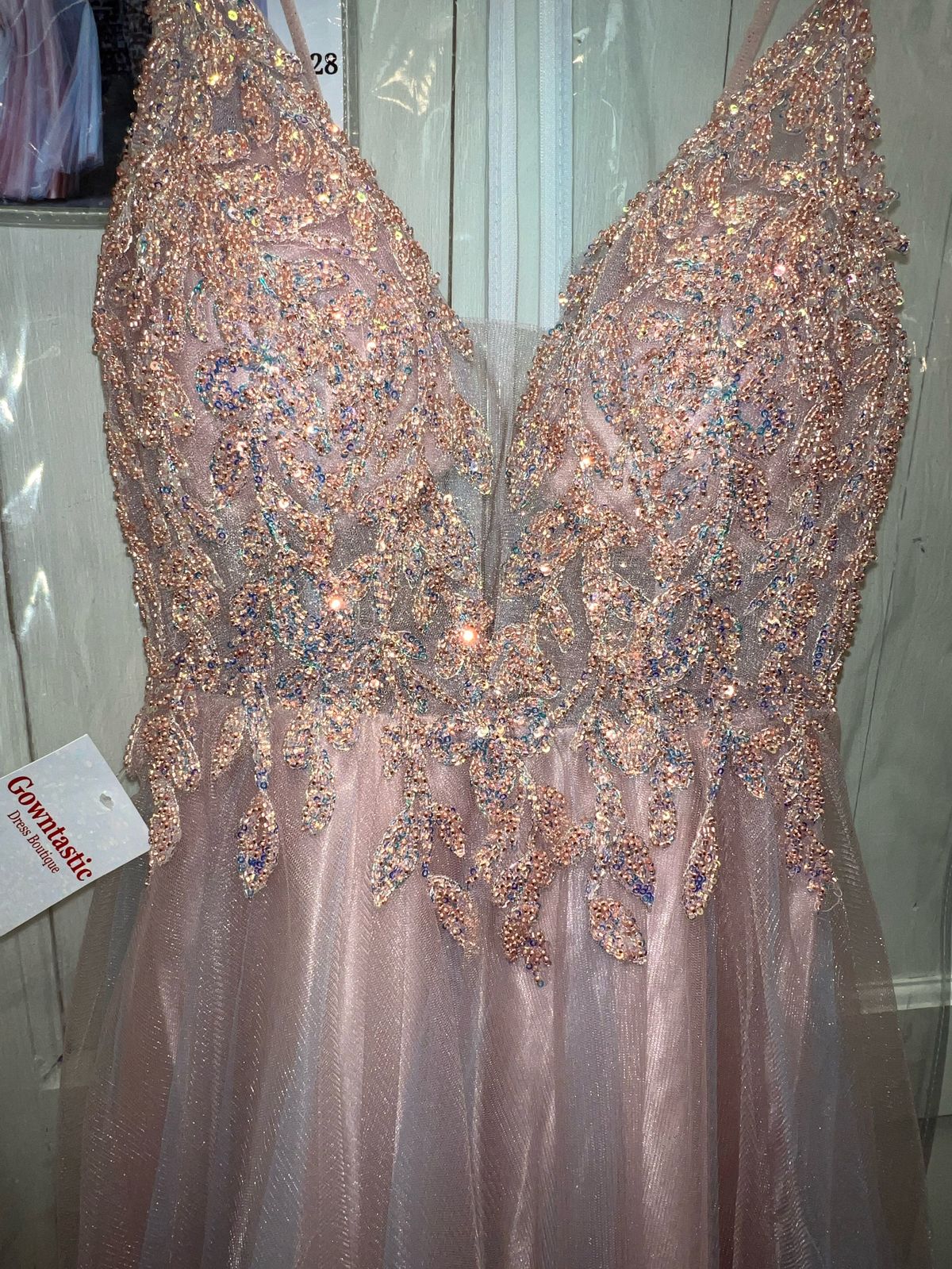 Size XS Prom Lace Light Pink Ball Gown on Queenly