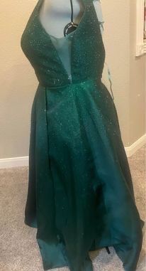 Ellie Wilde Plus Size 16 Prom Lace Green A-line Dress on Queenly