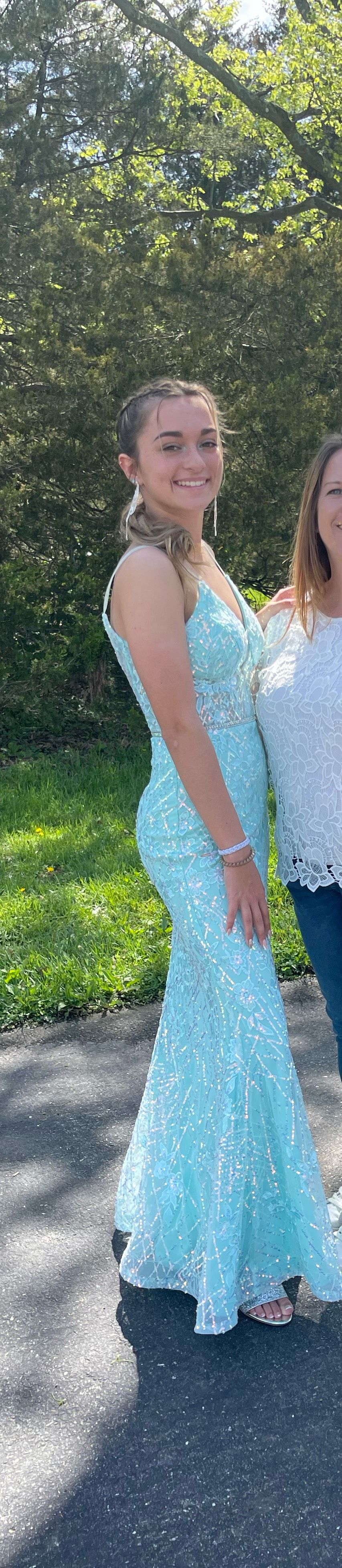 Camille La Vie Size 00 Prom Sequined Light Blue Mermaid Dress on Queenly