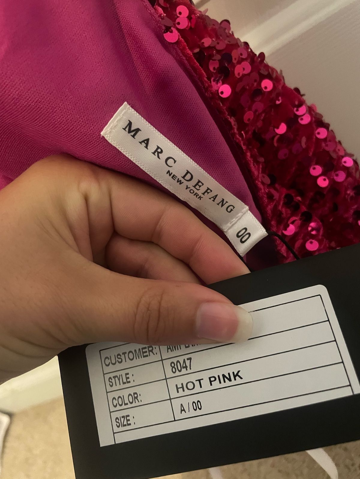 Marc Defang Size 00 Off The Shoulder Sequined Hot Pink Formal Jumpsuit on Queenly
