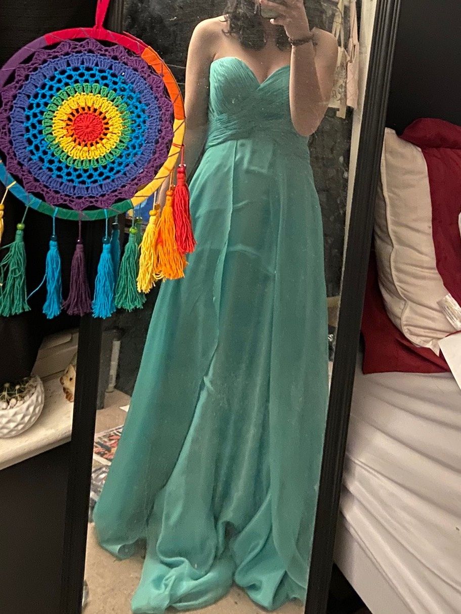 David's bridal shop teal blue dress