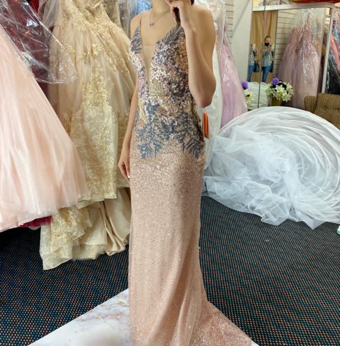 Size 0 Prom Nude Mermaid Dress on Queenly