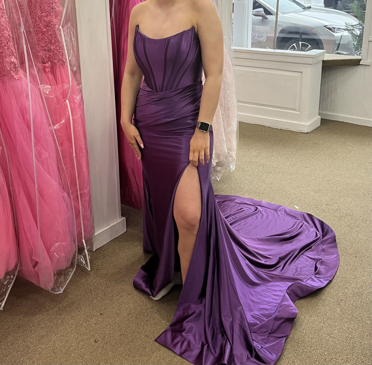 Sherri Hill Size 2 Prom Purple Side Slit Dress on Queenly