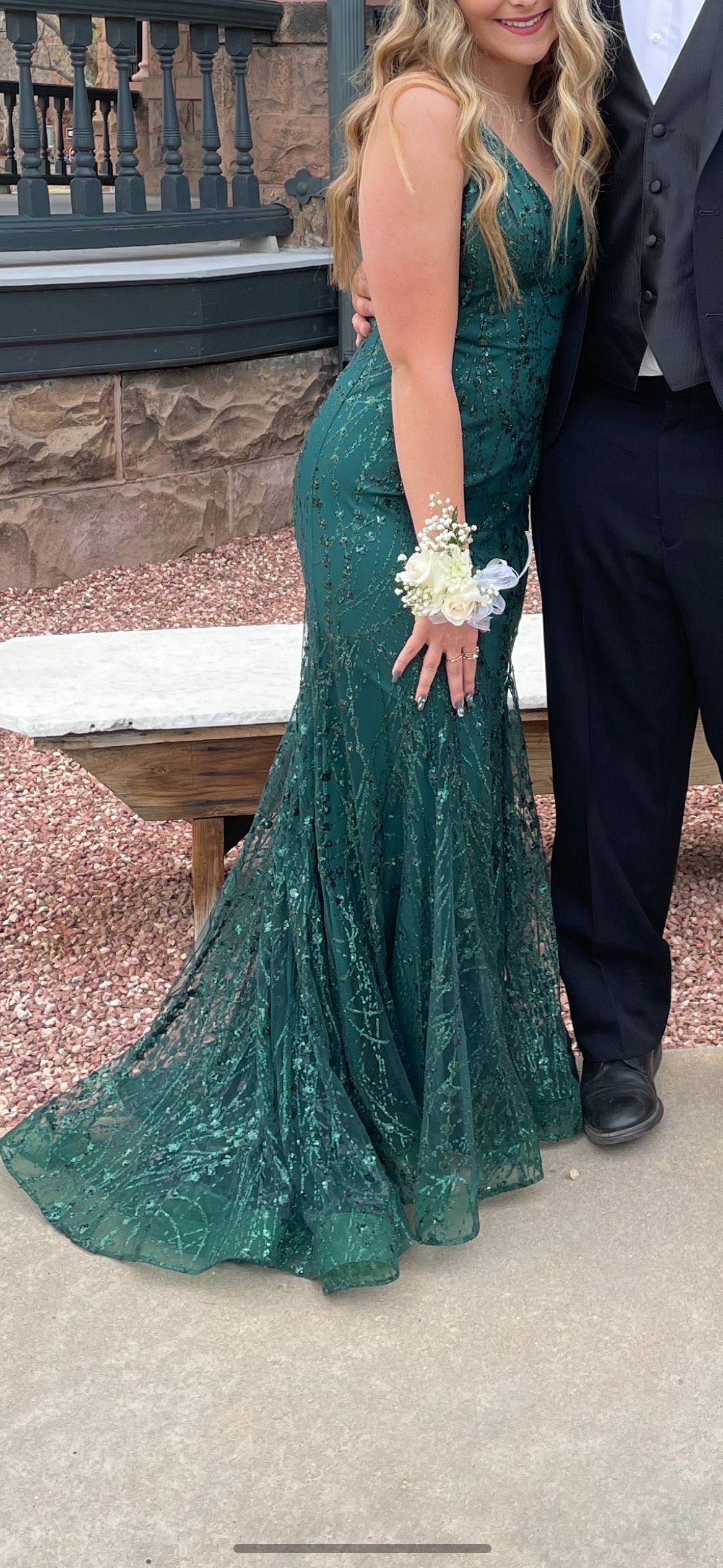 Size 4 Prom Green Dress With Train on Queenly