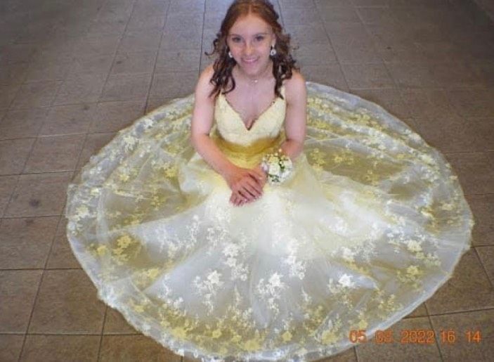Ellie Wilde Size 0 Prom Lace Yellow Ball Gown on Queenly