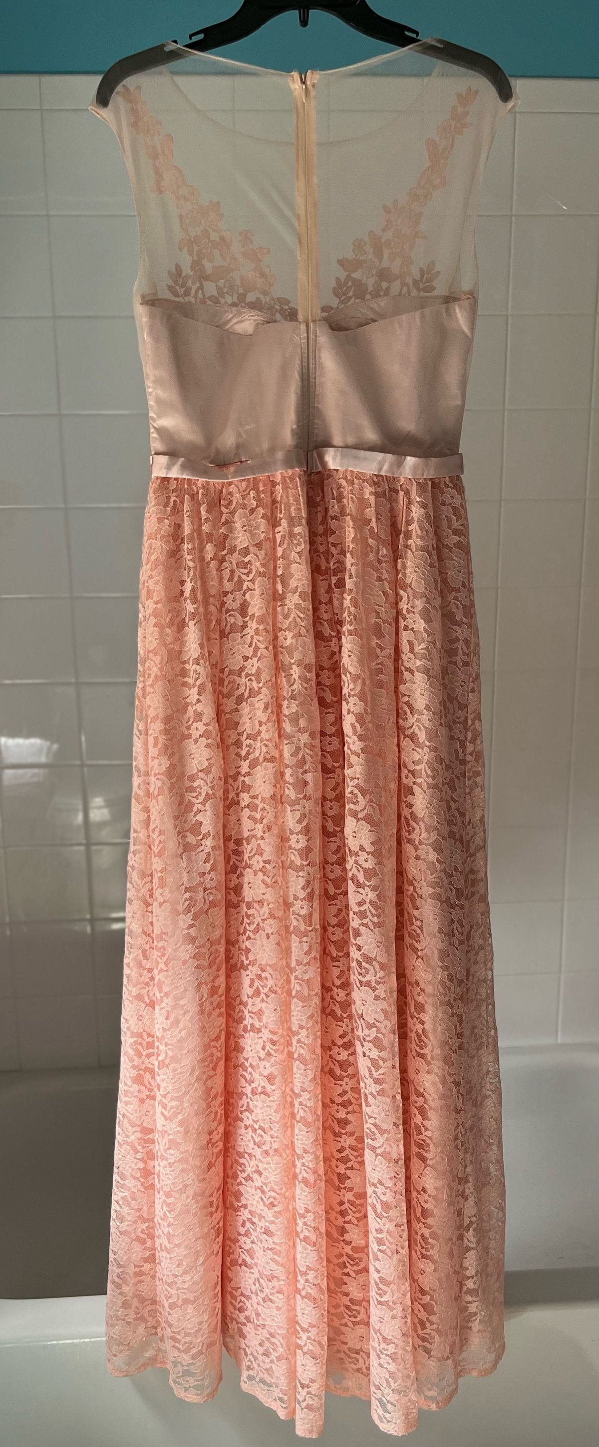 Maniju Size L Prom Lace Coral Floor Length Maxi on Queenly