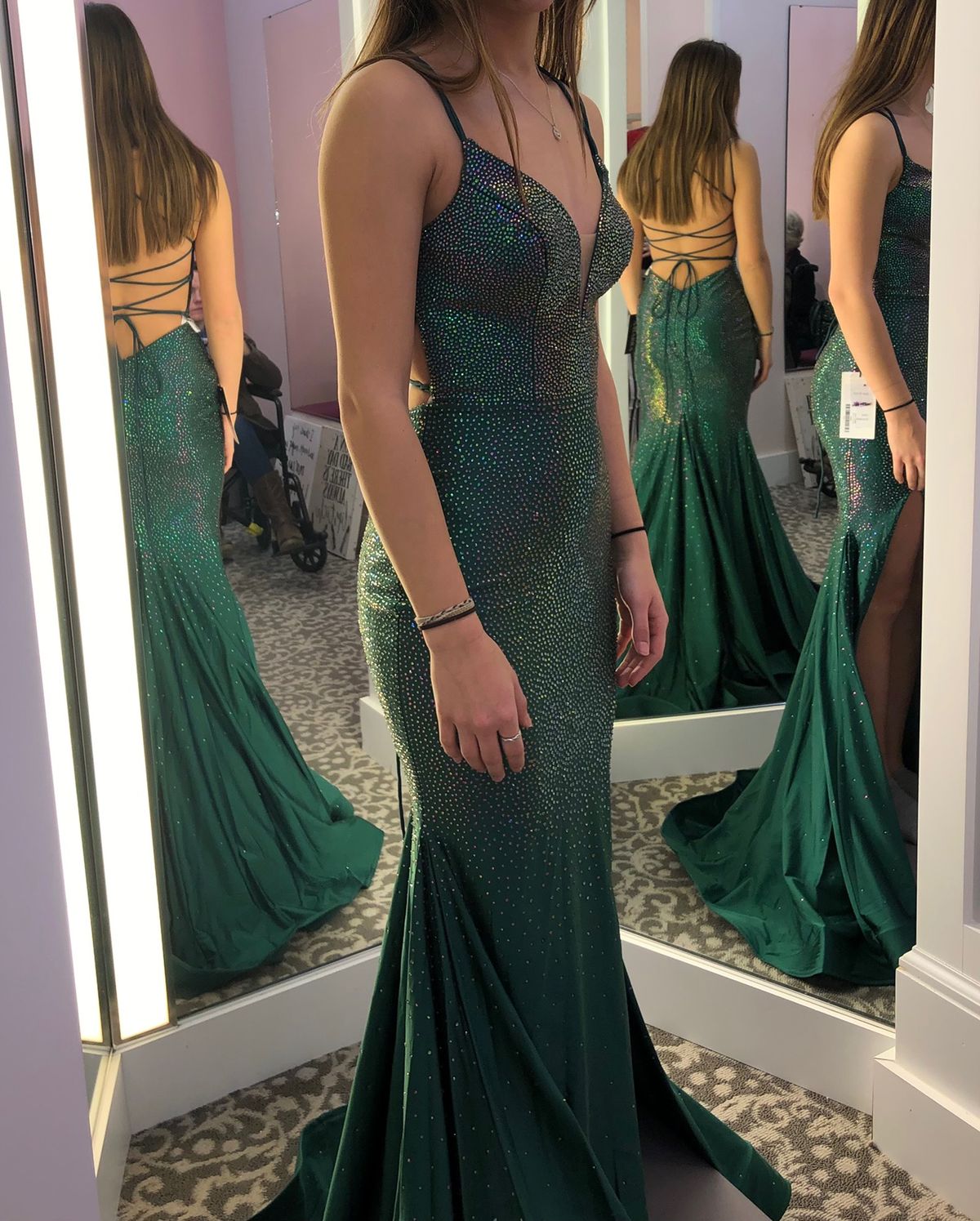 Amarra Size 0 Prom Emerald Green Mermaid Dress on Queenly