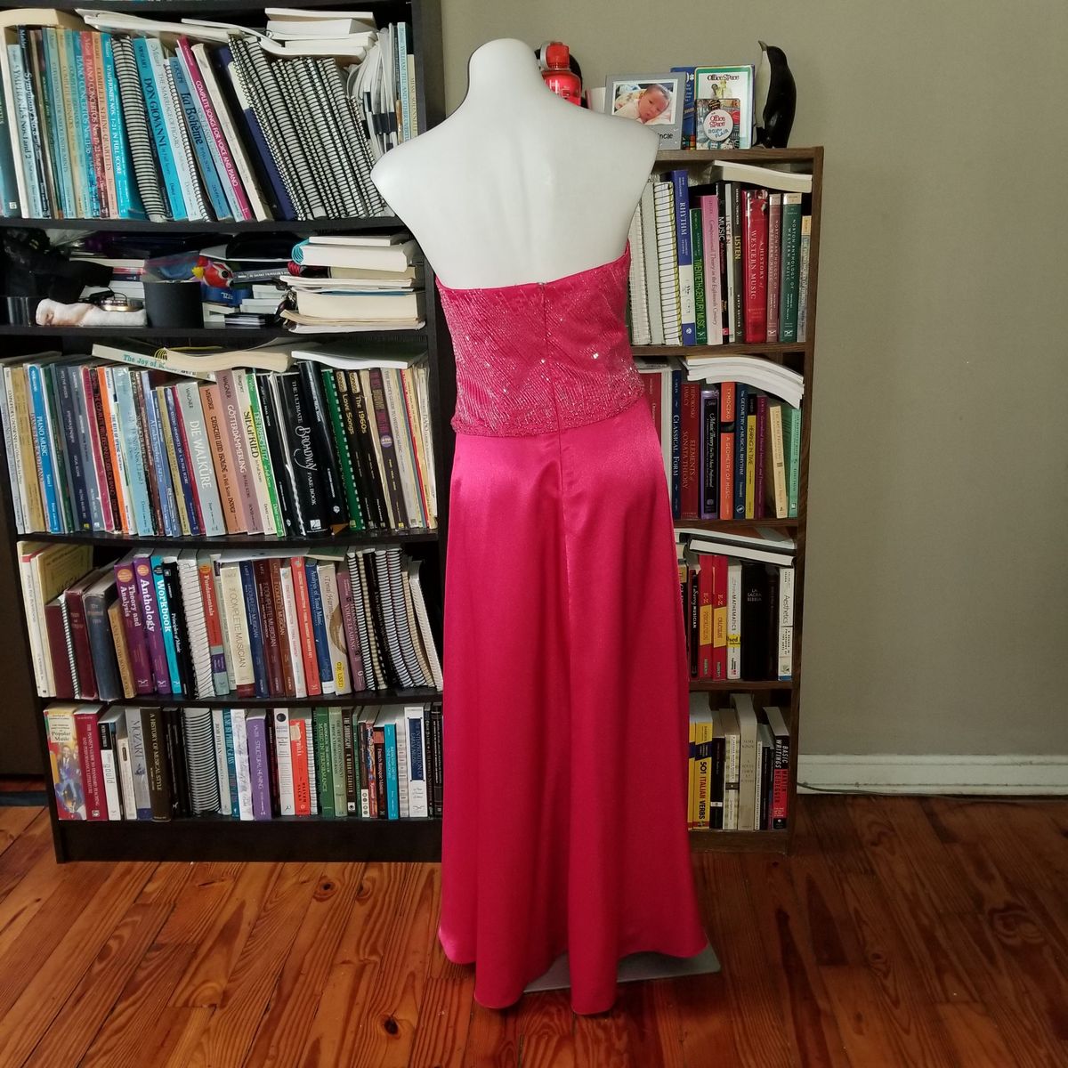 Cassandra Stone Size 6 Prom Strapless Sequined Hot Pink A-line Dress on Queenly