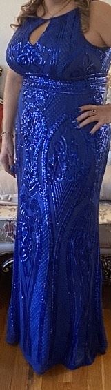 Size 12 Blue Floor Length Maxi on Queenly