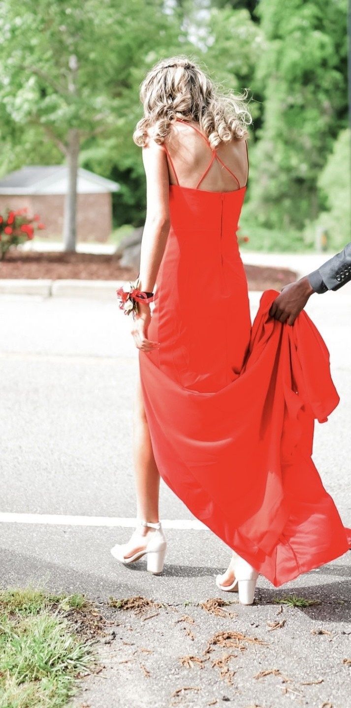 Size 4 Prom Red Floor Length Maxi on Queenly