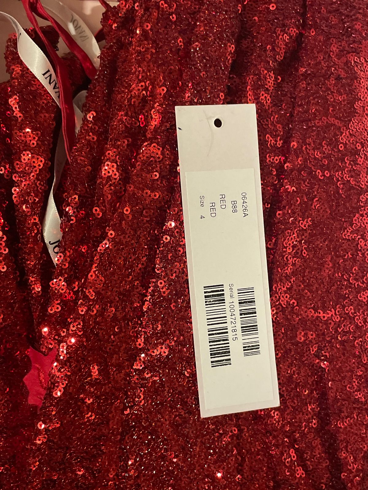 Jovani Size 4 Bridesmaid Plunge Floral Red A-line Dress on Queenly