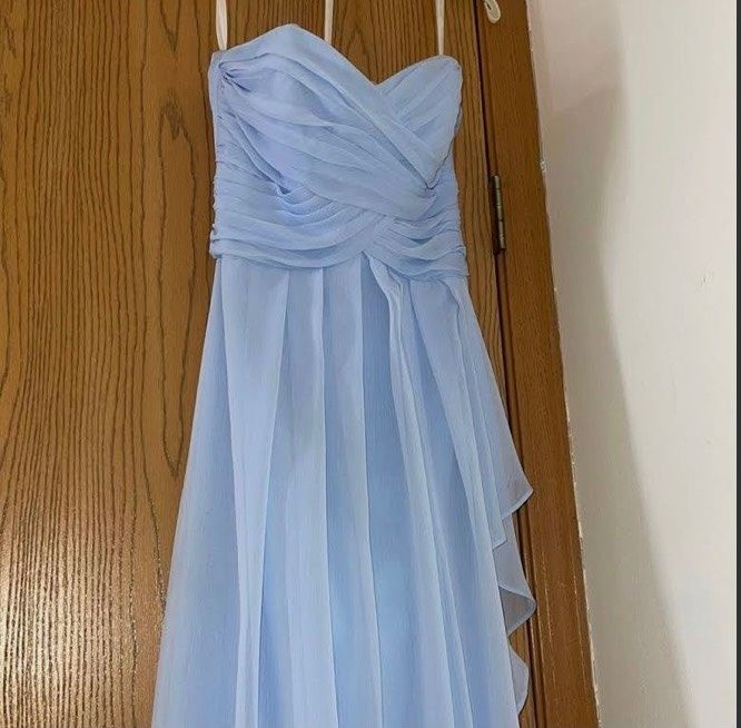 David's Bridal Size 8 Prom Blue Floor Length Maxi on Queenly