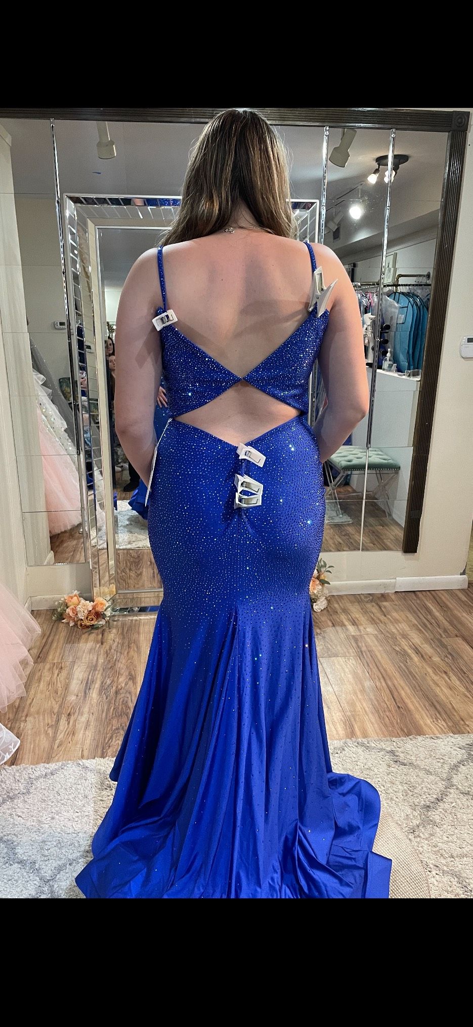 Size 14 Prom Sequined Blue Mermaid Dress on Queenly