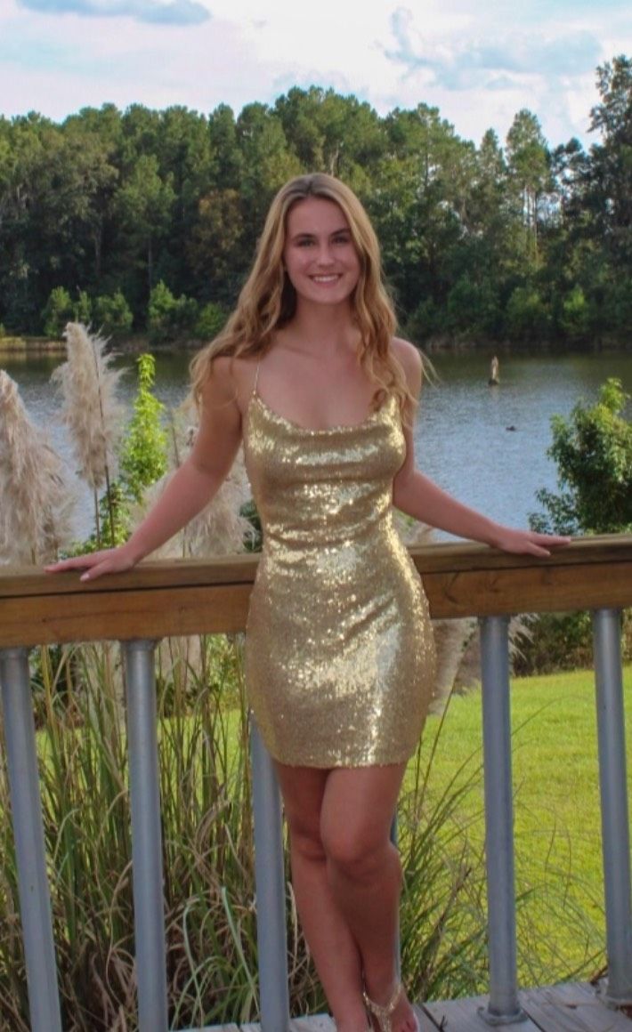 Size S Prom Gold Cocktail Dress on Queenly