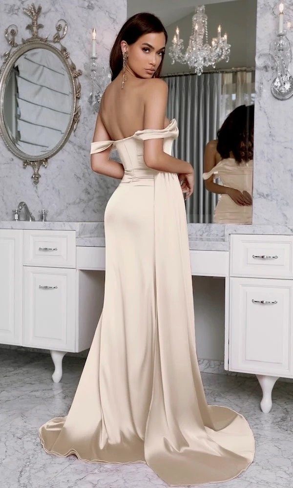 Moda Glam Size 10 Prom Nude Side Slit Dress on Queenly