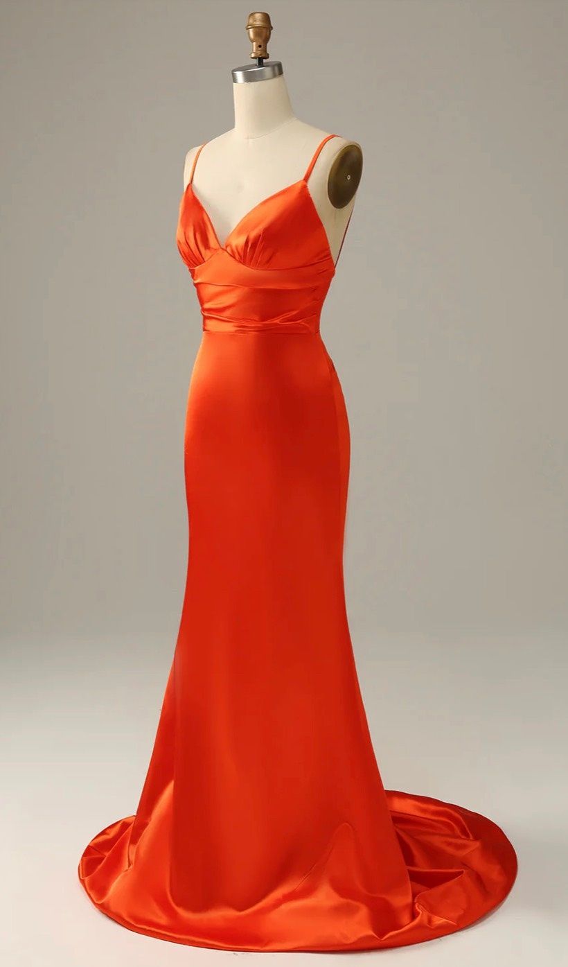 Size 2 Prom Orange Mermaid Dress on Queenly