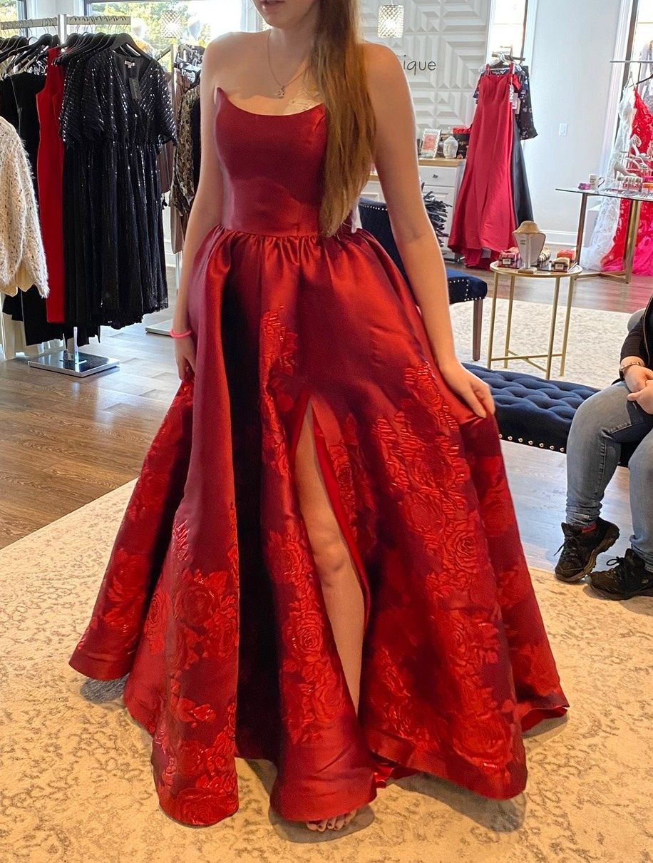 Jovani Size 10 Prom Red Ball Gown on Queenly