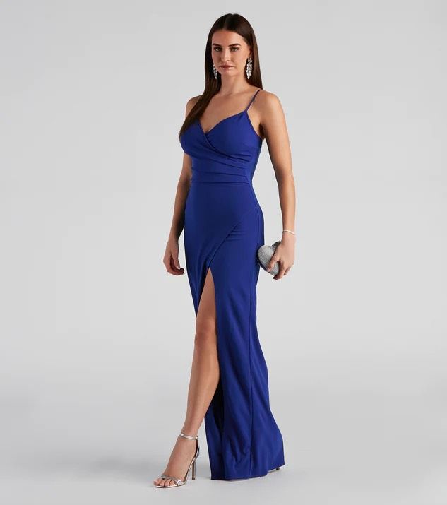 Windsor Size S Prom Royal Blue Side Slit Dress on Queenly