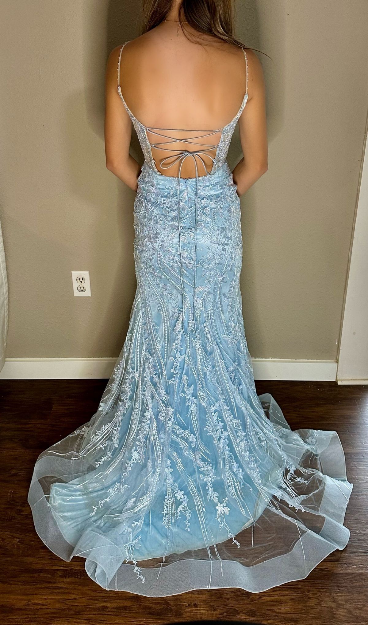 Sherri Hill Size 00 Prom Lace Blue Mermaid Dress on Queenly
